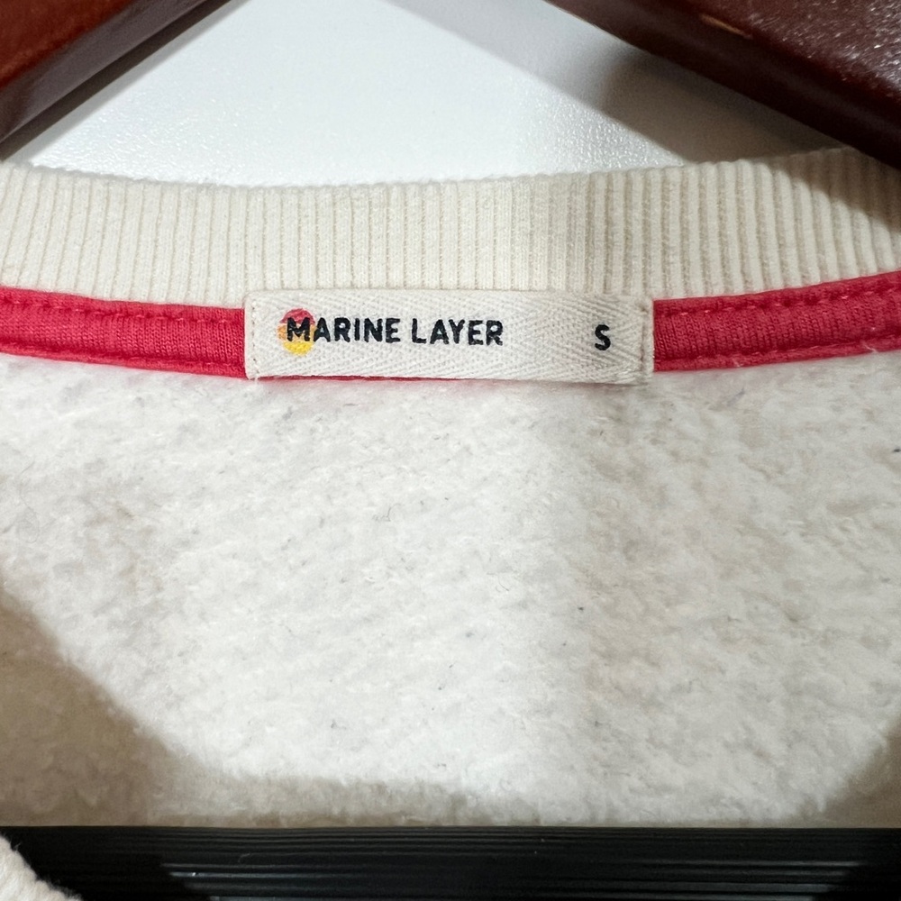 Marine Layer Anytime Sweatshirt Cream with Rainbow Stripes Size Small - Picture 2 of 6